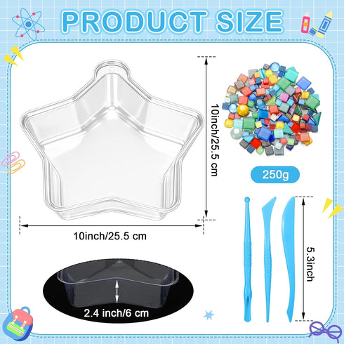 24 (Star,10 Inch) LOYIM Pcs Stepping Stone Kit Includes Concrete Mold, Mosaic Tiles and Carving Tools, DIY Craft