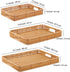 3pcs Rectangular Serving Tray with Handles, Decorative Wicker Organizer Baskets Storage Tray for Coffee Table, Bread