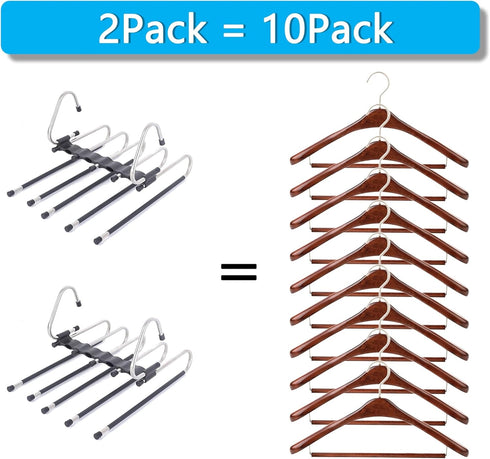 Magic Pants Hangers Space Saving - 2 Pack for Closet, Multifunctional Rack Organizer for Trousers, Scarves, Slack