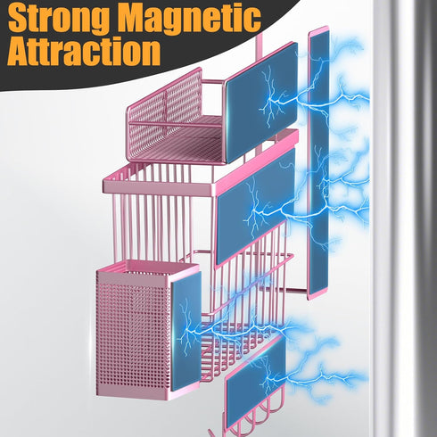 7 Pack HM5470 DTUQYX Magnetic Spice Rack for Refrigerator, Metal Magnetic Shelf, Moveable Magnetic Storage Fridge