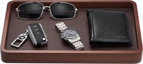 ProCase Wooden Valet Tray for Men, Wood Catch-All EDC Organizer, Nightstand, Entryway