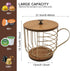 Large Capacity Wire Kup Storage with Wooden Base, Mug Shape Wire Basket with Lid for Kitchen Decor