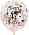 Rose Gold 47th Confetti Latex Balloons, Happy 47 Years Birthday Party Decoration with Confetti, 12in, 16 Pack