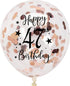 Rose Gold 47th Confetti Latex Balloons, Happy 47 Years Birthday Party Decoration with Confetti, 12in, 16 Pack