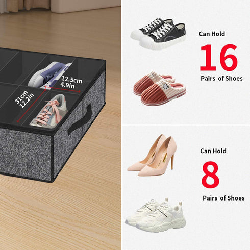 16 32 Closet, 37.7x 23.6x 5.9 inch, MXBUBS16P2 Onlyeasy Sturdy Under Bed Shoe Storage Organizer with Handles and Clear