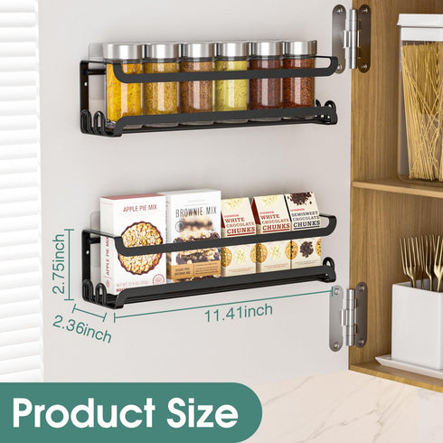 2 Pack 8 2 PACK) LUCYCAZ Wall Mounted Spice Rack with Hooks, Spice Organizer Shelf for Stove Cabinet Pantry Door,Screw