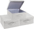 Set of 3 Light Grey Collapsible Storage Bins with Lid, Stylish Closet Organizers for DVD Storage (14.2" L x 12.6" W x