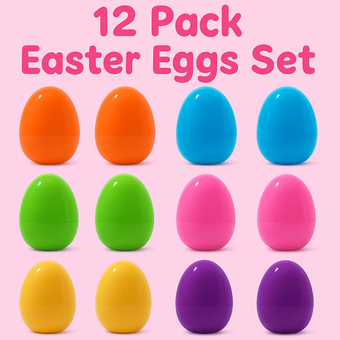 Celmuron 12 Pack 3.74'' Large Easter Eggs Bright Plastic Fillable Eggs for Easter Egg Hunt, Party Favors, Surprise