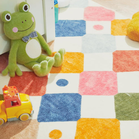 jinchan 2x3 Area Rug, Kids Entryway Washable Indoor Doormat, Colorful Trellis Kitchen Rug for Nursery Room