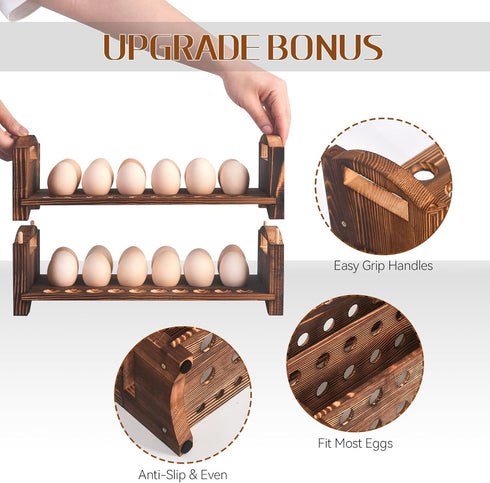3 Countertop 36 3 Wooden Egg Holder Layer Fresh Egg Rack Holders Stackable Quail Egg Sorter Storage Trays Organizer