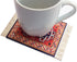 Set of 4 Rug Table Coasters - Oriental Design Fabric Carpet Drink Mats, Absorbent, Rectangular, Red Black Blue