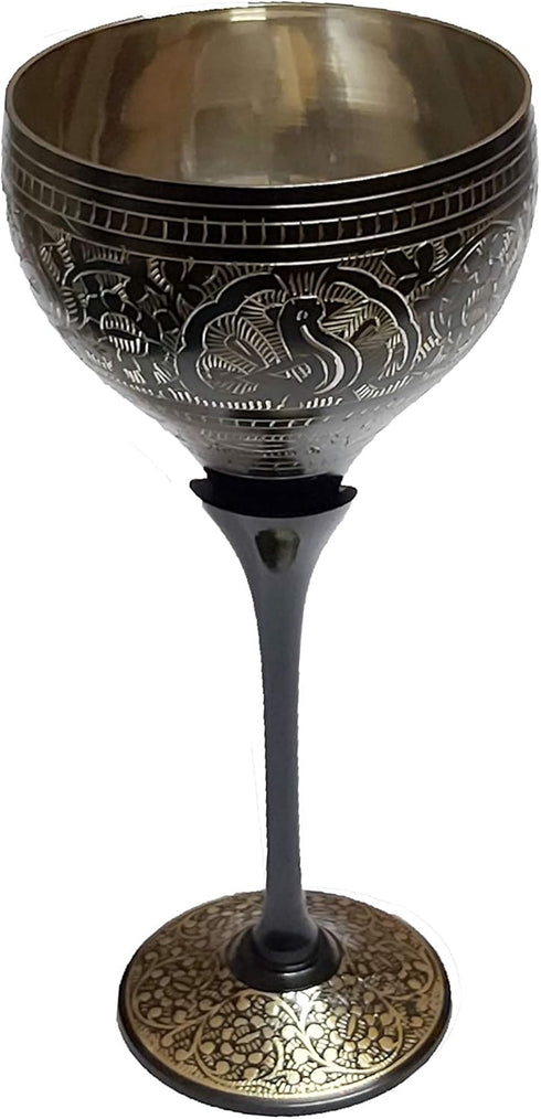 Wine Glass Goblet, Unique Premium Quality Handmade Cup Glass for Moscow Mules, 100% Pure Brass