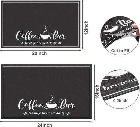 Coffee Mat, Absorbent Dish Drying Mat for Kitchen Counter, Fashionable Coffee Bar Accessories, 12"x 20" Black