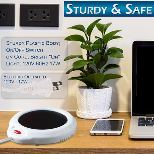Home-X Mug Warmer, Desktop Heated Coffee & Tea - White Candle & Wax Warmer