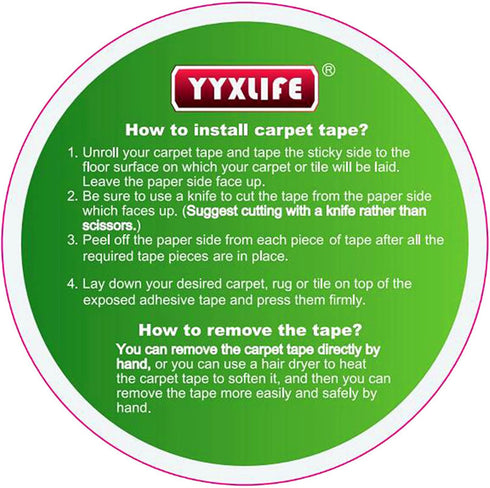 YYXLIFE Double Sided Carpet Tape, 2 Inch x 12 Yards, Heavy Duty Removable Adhesive for Hardwood Floors and Rugs