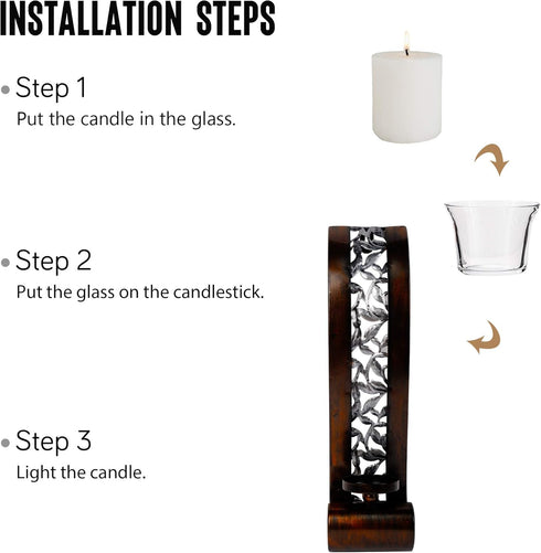 Shelving Solution 14.4 3.5 Inch, Set 2 Wall Sconce x with Tea Light Candle Holder Antique Bronze Style Metal Wall Art