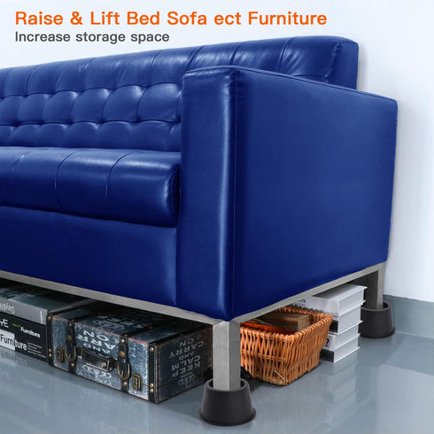 BTSD-home Heavy Duty Round Bed Risers 4 inch Set of 4 Pieces, Lift up to 10000 Pounds, Rise up 3.5 inch (Black)