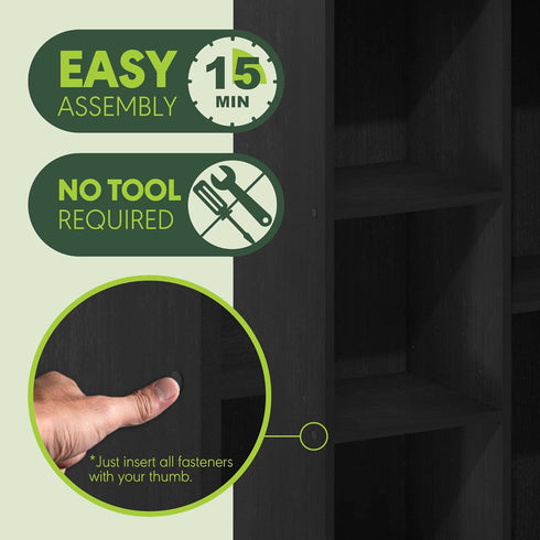 Furinno Luder 5-Cube No Tool Assembly Open Shelf, Blackwood