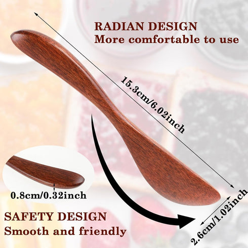 4Pcs Wooden Butter Knife, 6 Inch Jam Spreader Knives for Jelly Cheese Spreaders in Kitchen