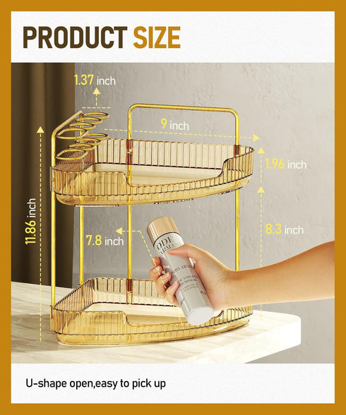 2-Tier Counter Countertop EUHOME Corner Bathroom Organizer Makeup Cosmetic Storage, Tool-Free Installation Acrylic