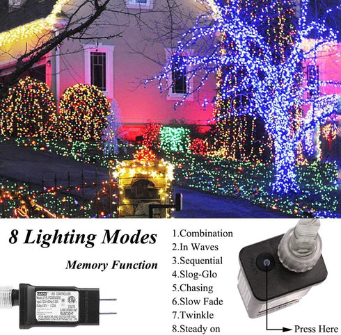500 LED Christmas Light Red - Indoor String Light Plug in Twinkling Hanging Tree Lights for Party, Bar, Bedroom,