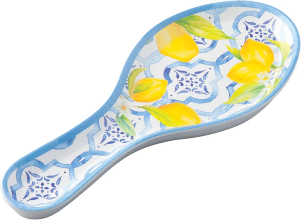 UPware Melamine Spoon Rest (Lovely Lemons) - 9.625 Inch Kitchen Utensil Holder for Counter