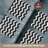 3dRose cst_179670_3 Set of 4 Ceramic Tile Coasters - Black and White Chevron Zig Zag Pattern