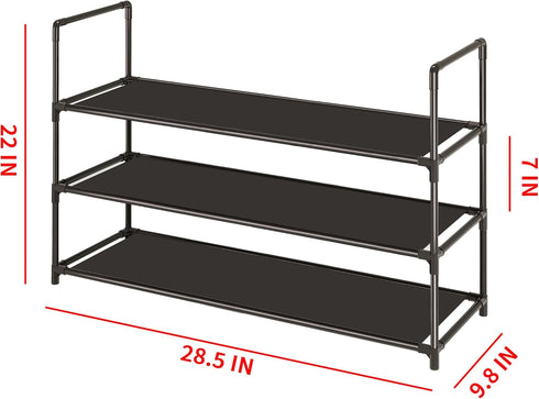 Vockot 3-Tier Floor,10-12 Stackable Shoe Rack, Sturdy & Durable Long Shoe Shelf Storage Organizer for Entryway