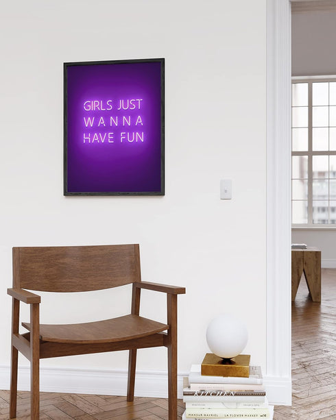 HAUS AND HUES Purple Pictures Wall Decor - Wall Art for Bedroom Aesthetic, Neon Posters for Teen Girl Bedroom UNFRAMED