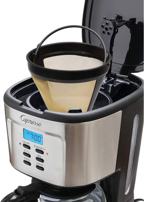 12-Cup 416.05 Capresso Coffee Maker with Glass Carafe, Stainless and Black