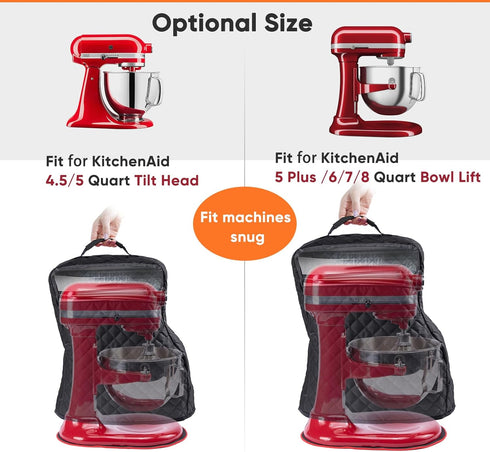 BAGSPRITE Stand Mixer Cover with Pockets for KitchenAid Mixer 6/7/8 Quart, Appliance Sliders for Accessories