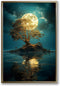Gothic Landscape Wall Art, Vintage Sky Painting, Dark Academia Canvas Print, Abstract Landscape Pictures 16x24inch No