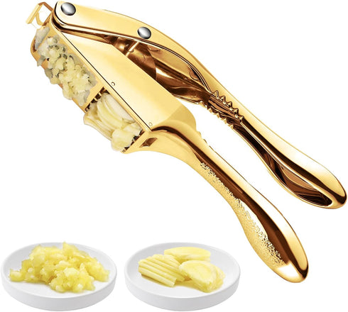 2 1,Effortlessly Garlic press and slicer in Crush, Slice, and Mince Garlic,with this Versatile Kitchen Tool - Perfect