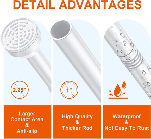 TEECK Shower Curtain Rod, 32-79 inch Adjustable Tension Spring, 1 Inch Anti-Slip, Rust-Proof, No Drilling for Bathroom,