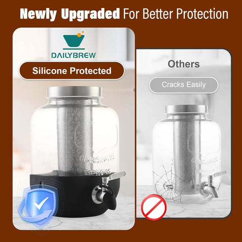 dailybrew 1 Cold Brew Coffee Maker, Gallon Iced Coffee Maker With Stainless Steel Filter, Heavy Duty Glass Cold Brew