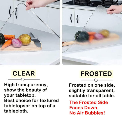 14 40 Inch, 1.5mm Frosted Table Cover Protector x Thick Plastic Desk Protector Mat, Rectangular Waterproof PVC