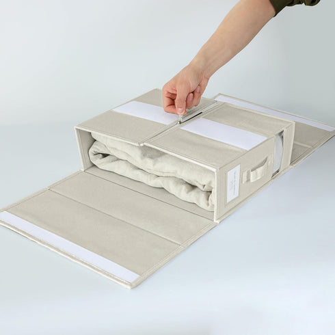 Simple&Opulence 2 Pack Bed Sheet Organizers (Queen & King Size), Foldable Storage Box for Linen Closet