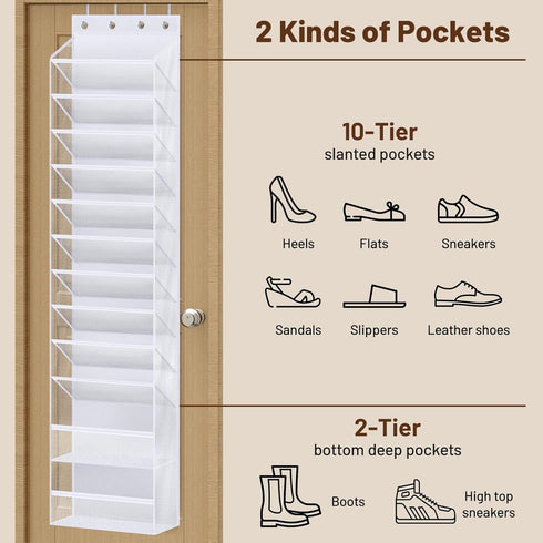 12 Closet 24 MISSLO Tier Over the Door Shoe Organizer Large Capacity Hanging Shoe Rack for Storage Narrow Sneaker