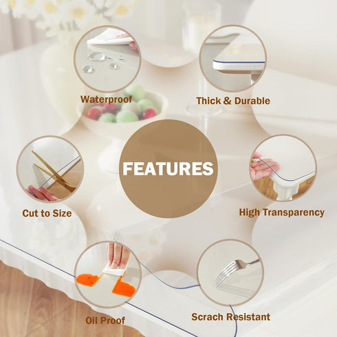 17 42 Inch 1.5mm Royhom Clear Table Protector x - Thick Plastic Table Cover, Clear Table Cover Protector Rectangle