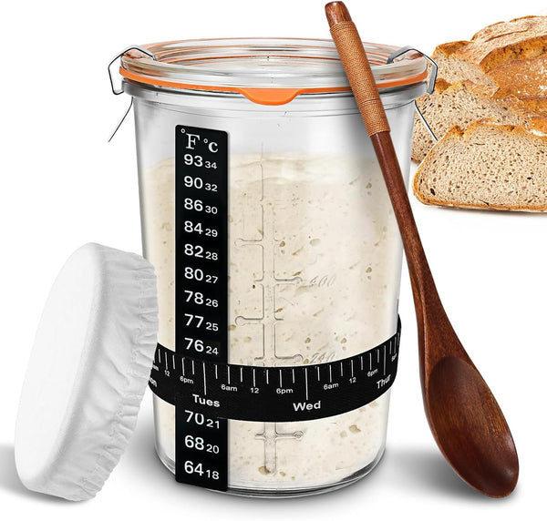 TOKPELA Sourdough Starter Jar Glass, Wide Mouth Sourdough Starter Jars, Sourdough Starter