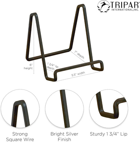 TRIPAR 6-Inch Metal Mahogany Painted Square Kitchen Book Holder/Stand, Small Photo Stands