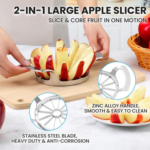 4.72 Inch 12 -304 AUBENR Extra Large Apple Slicer with Blades - Professional Heavy Duty Apple Cutter Stainless Steel