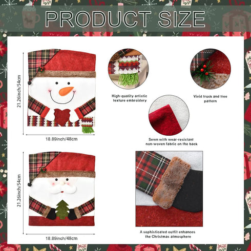 Set 6, (6, Sumgsn Christmas Chair Covers of Christmas Chair Decorations, Santa Snowman Chair Back Cover for Kitchen
