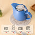 Yundu 32 ounce Blue Porcelain Tea Pot, Stainless Steel Lid and Fine Infuser for Loose Leaf Tea