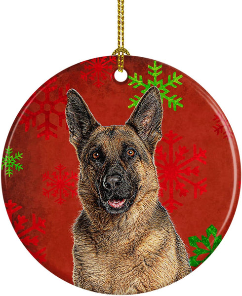 Caroline's Treasures Red Snowflakes Holiday Christmas German Shepherd Ceramic Ornament