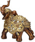 Golden Elephant Statue - Resin & Wood Grain Collectible Figurine, Feng Shui Lucky Sculpture for Home TV Cabinet