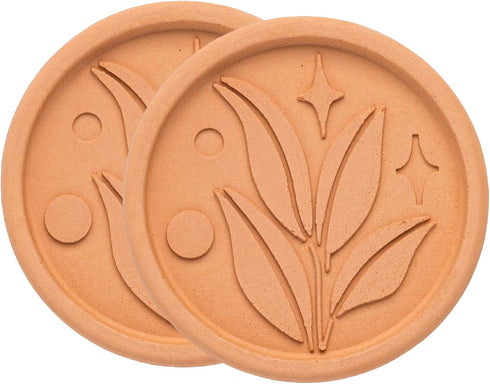 Goodful Brown Sugar Saver Disc, Elegant Leaf Design, Reusable Food Safe Terracotta, 2 Pack for Food Storage
