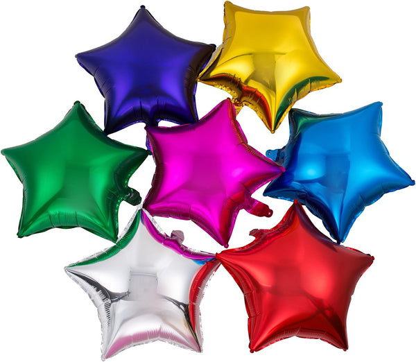MOWO 50pcs Star Shaped Foil Balloons – 18" Helium Mylar, Self Sealing, Assorted Color for Party Decoration