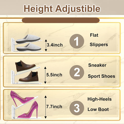 12PACK Closet Clear Shoe Slot Organizers Shoe Stacker Rack Organizer for Adjustable Shoes Holders Space Saver Zapateras