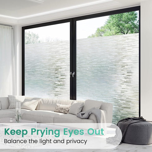 rabbitgoo Frosted Glass Privacy Window Film | No Glue Static Cling | Sun Blocking Vinyl Clings 17.5" x 78.7"